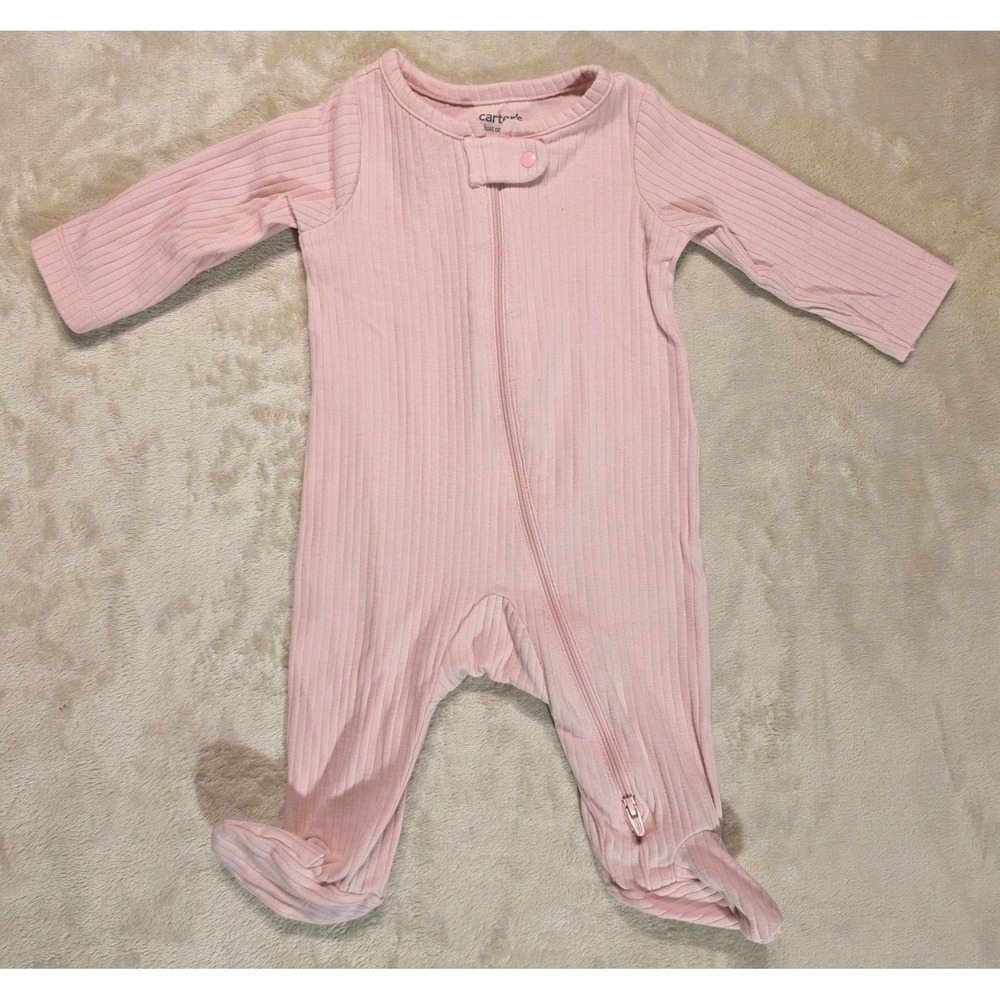 Carters Just One You Baby Girls Pink Ribbed Footed Sleeper Pajamas 3M